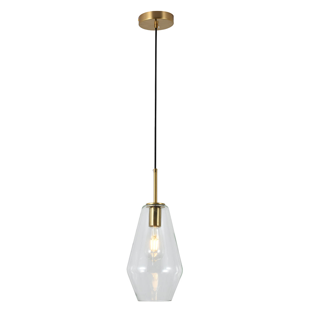 Eurolux Vetra 1 1-Light E27 Pendant Light (Gold & Clear Glass) – P1362