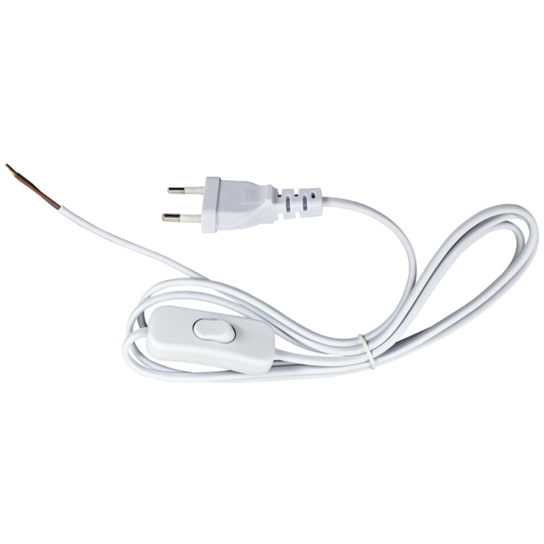 Bright Star PART190 WHITE 1.8M CABLE WITH ON/OFF SWITCH & 2 PRONG PLUG