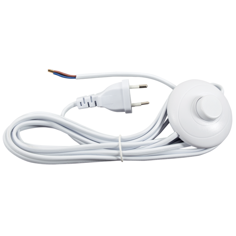 Bright Star PART192 WHITE 3.5M CABLE WITH FOOT SWITCH & 2 PRONG PLUG