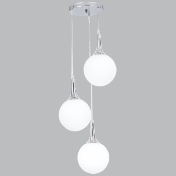 PEN284/3 Bright Star CHR P/CHROME PENDANT OPAL BALL GLASS 3 X60W ES