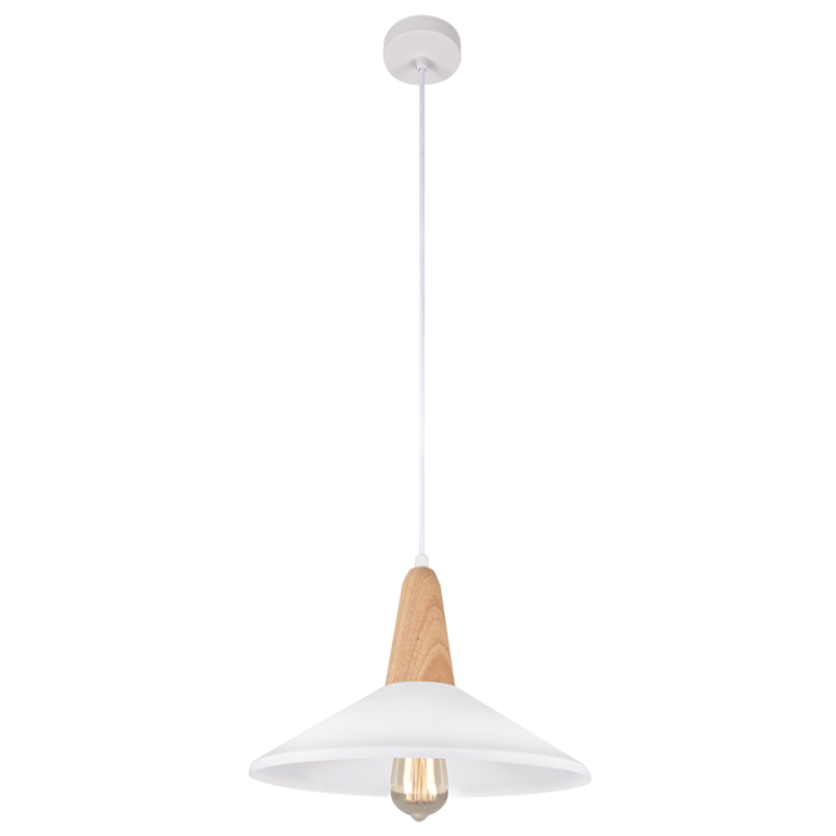 PEN371 Bright Star WHITE METAL+WOOD PENDANT 1X60W ES