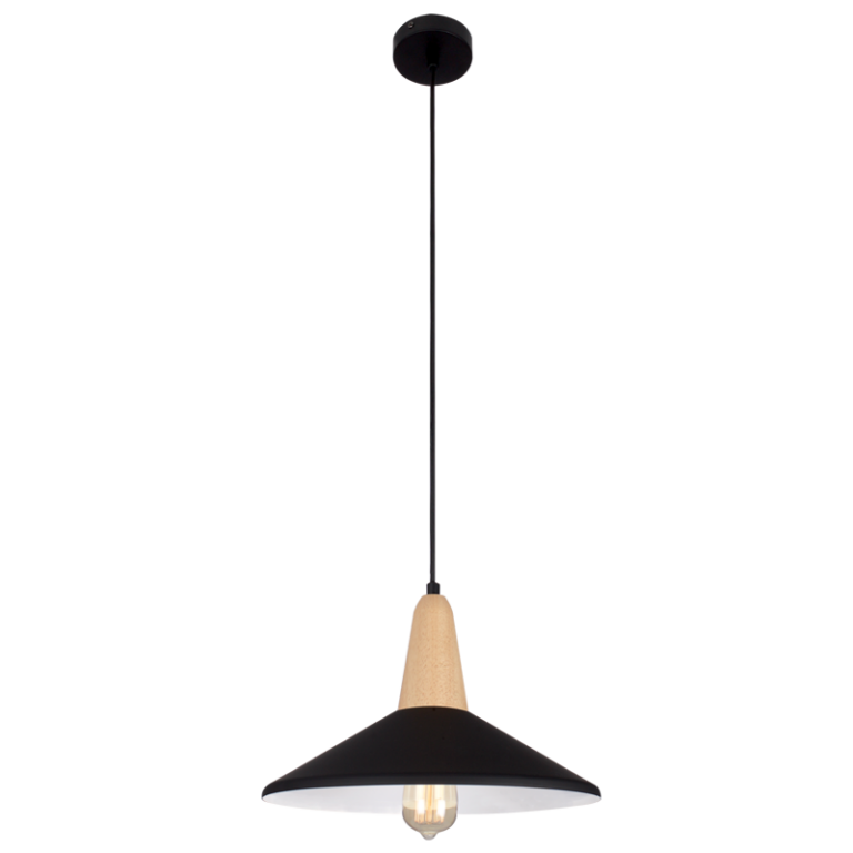 PEN372 Bright Star BLACK METAL+ WOOD PENDANT 1X60W ES