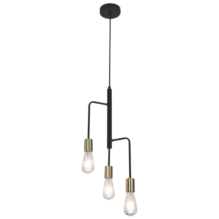 PEN563/3 Bright Star BLACK BLACK META PENDANT 3X60W ES 800MM CORD