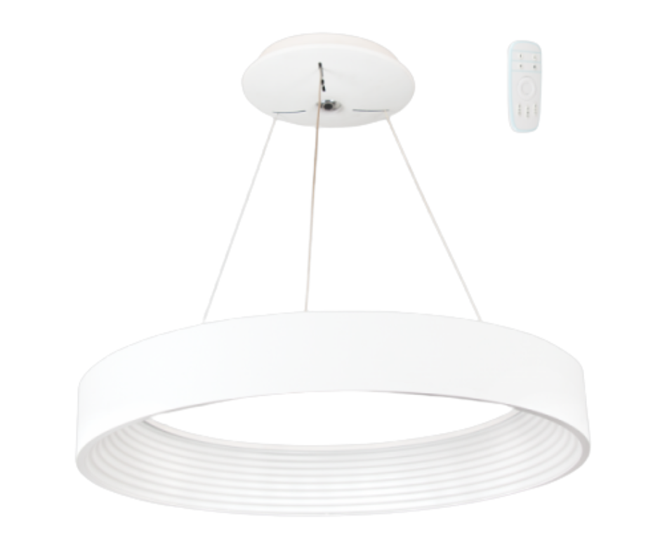 PEN690 Bright Star WHITE METAL+PLASTIC PENDANT REMOTE 32W LED CCT 600MM