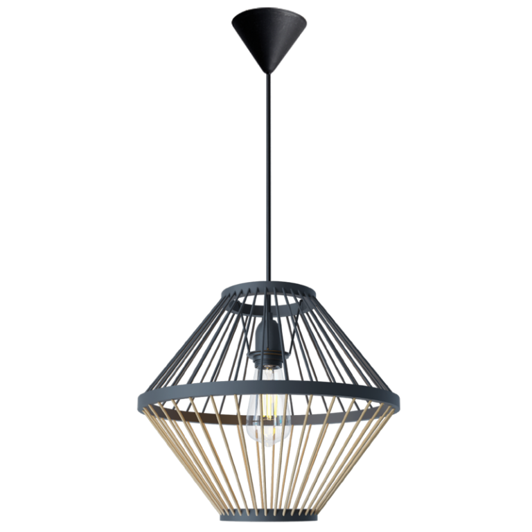 PEN808 Bright Star BAMBOO NATURAL& BLACK 2 TONE BAMBOO PENDANT 1X60W ES