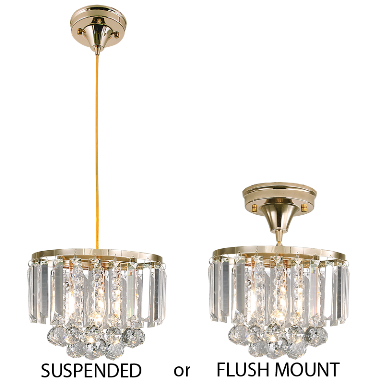 PEN826 Bright Star GOLD 2 IN1 PENDANT& CEILING METAL AND CRYSTAL 1X40W SES
