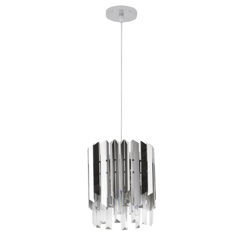 PEN841 Bright Star CHROME STAINLESS STEEL & CRYSTAL PENDANT P/CHR 1X40W ES