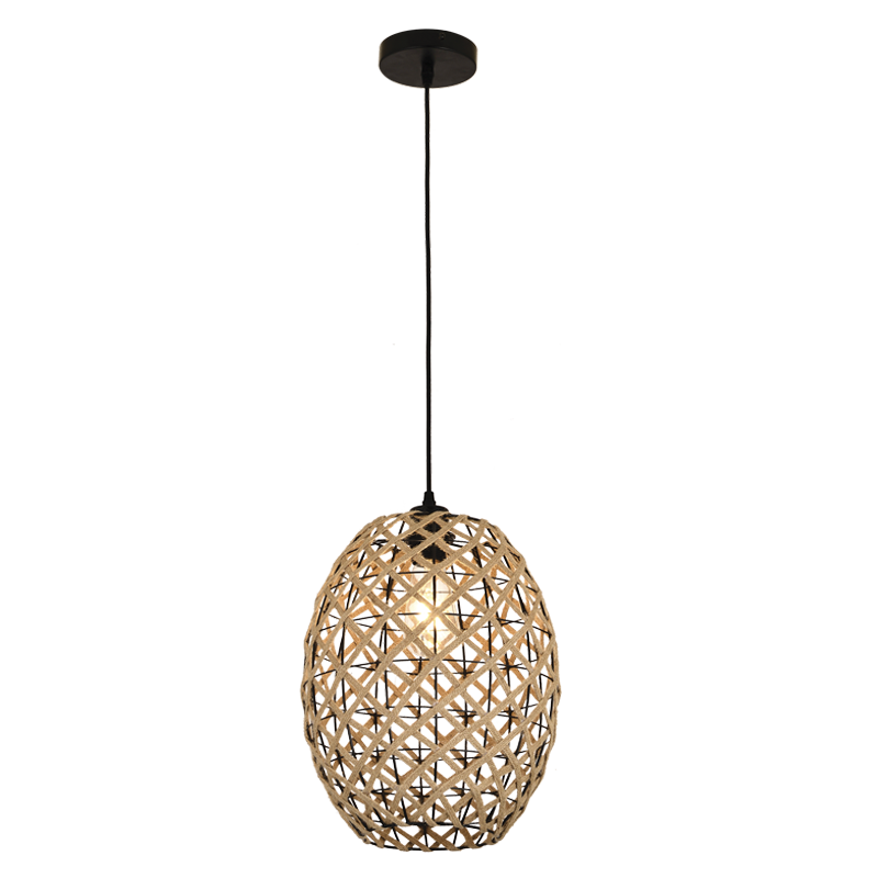PEN858 Bright Star ROPE METAL AND ROPE PENDANT MATT BLACK 1X40W ES