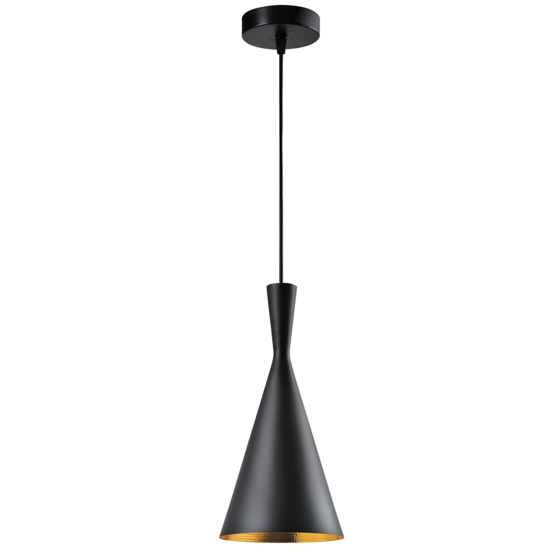 PEN936 Bright Star BLACK METAL PENDANT BLACK OUTER GOLD INNER 1X40W ES