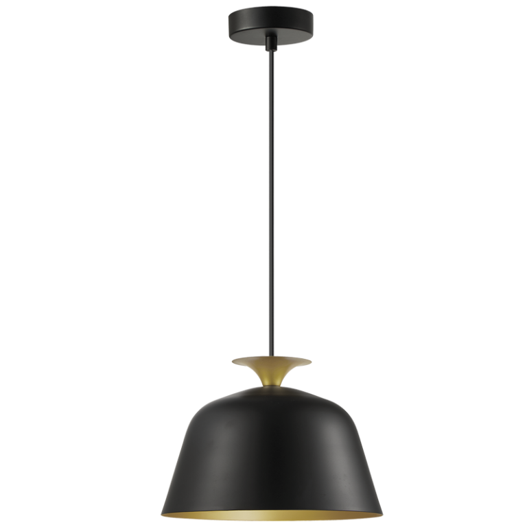 PEN963 Bright Star BLACK BLACK & GOLD IRON PENDANT 1X40W ES 245MM