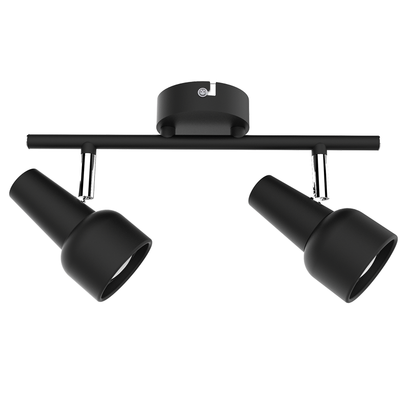 S165/2 Bright Star MATT BK MATT BLK & POLISH CHR 2X50W GU10 BASE 80MM BAR 300