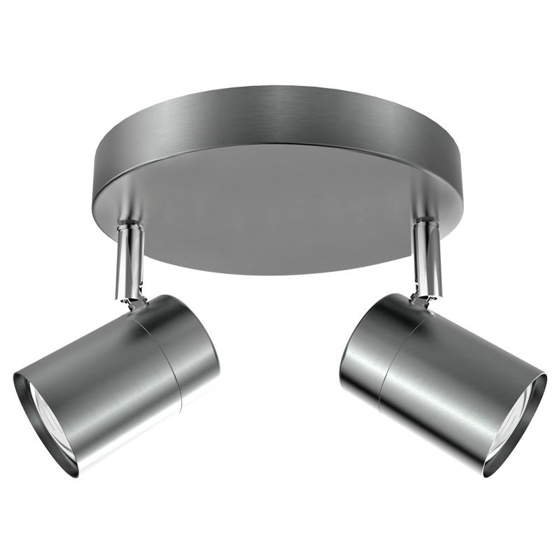 S168/2 Bright Star SATIN SATIN CHROME SPOTLIGHT 2X50W GU10 ROUNDBASE 180MM