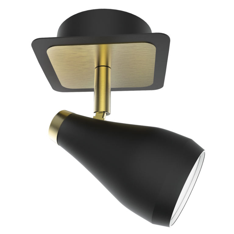 S173/1 Bright Star BK/BRASS MATT BLK&SAT BRASS SPOTLIGHT 1X50W GU10 BASE 105MM