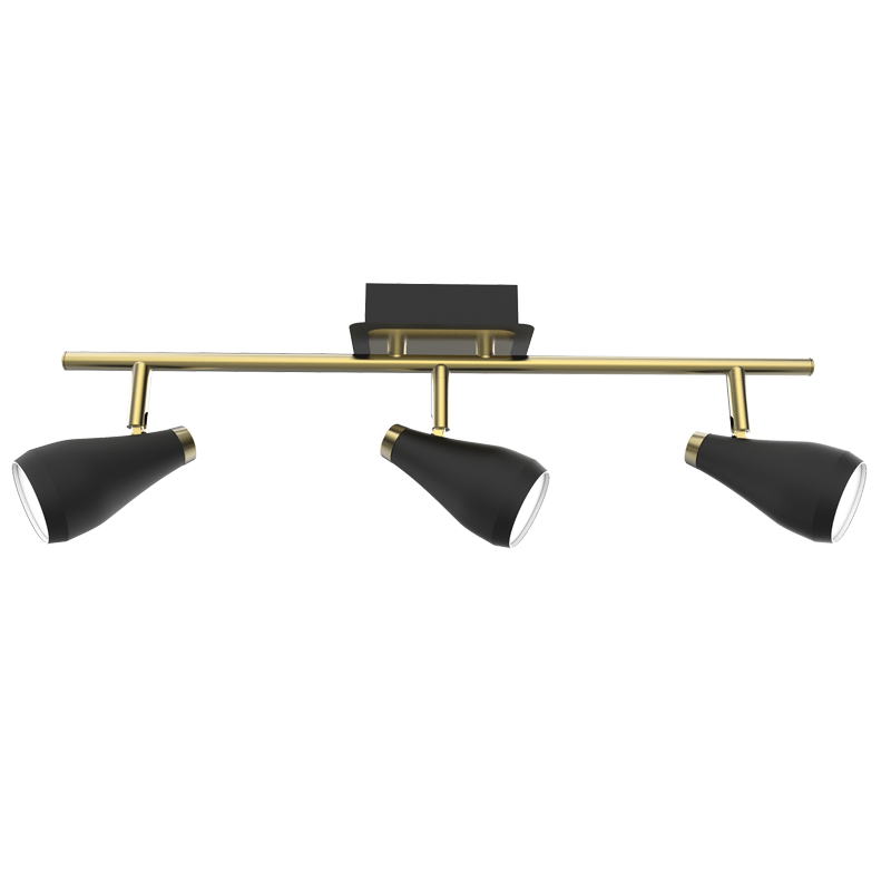 S173/3 Bright Star BK/BRASS MATT BLK&SAT BRASS SPOTLIGHT 3X50W GU10 BAR 500MM