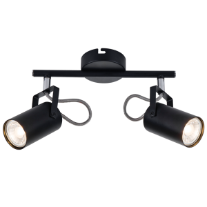 S400/2 Bright Star BLACK BLACK METAL POLISH CHR SPOT 2X50W GU10 BAR 250MM