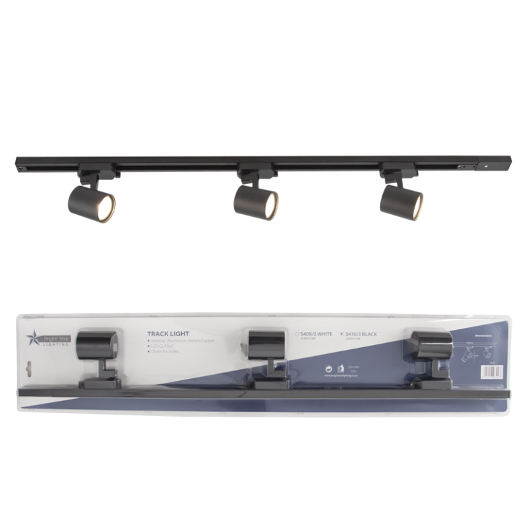 S410/3 Bright Star BLACK BLISTER PACK TRACK LIGHT 3XGU10 MAX40W 1000MM