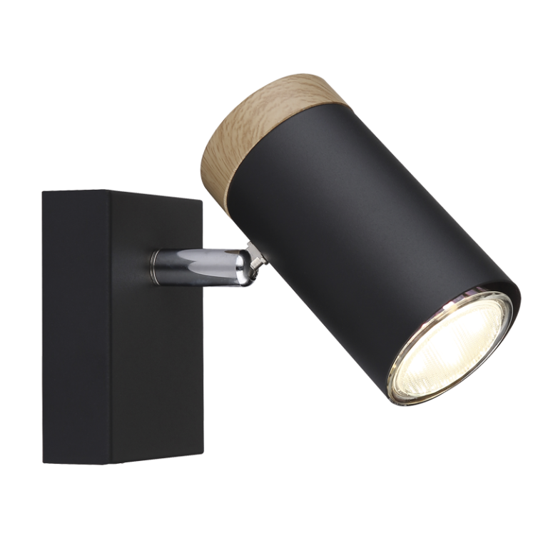 S412/1 Bright Star BLACK BLACK SPOTLIGHT WOOD FINISH 1X25W GU10 90X70MM