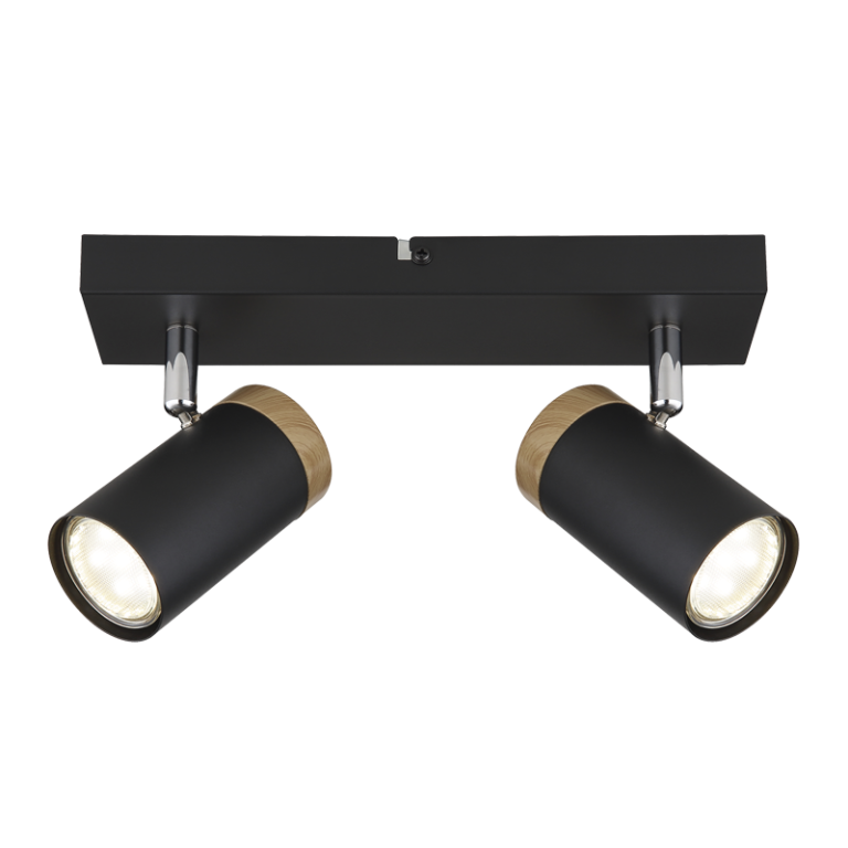 S412/2 Bright Star BLACK BLACK SPOTLIGHT WOOD FINISH 2X25W GU10 260X60MM