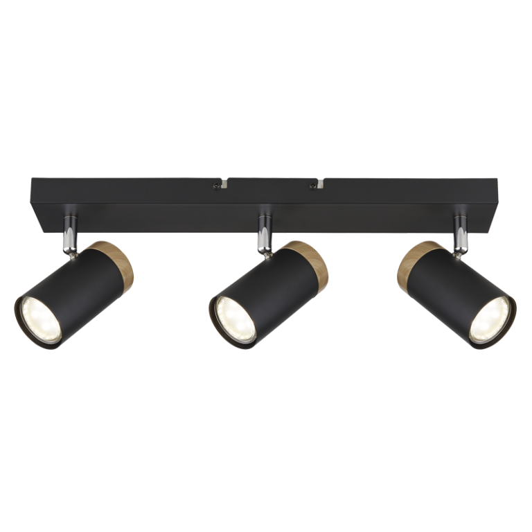 S412/3 Bright Star BLACK BLACK SPOTLIGHT WOOD FINISH 3X25W GU10 410X60MM