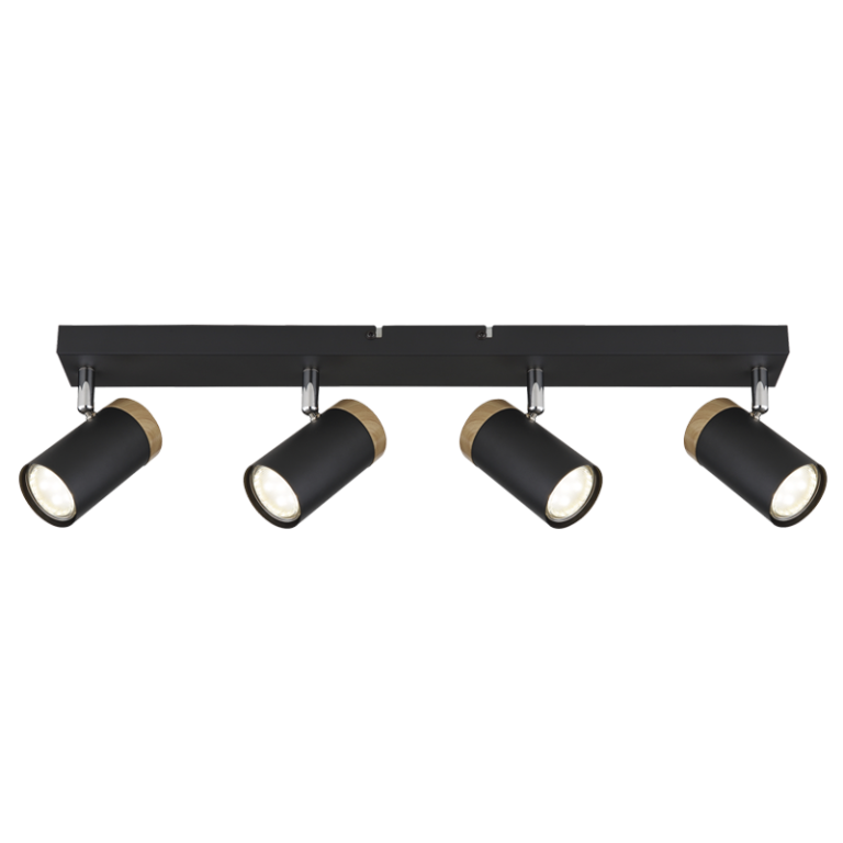 S412/4 Bright Star BLACK BLACK SPOTLIGHT WOOD FINISH 4X25W GU10 560X60MM