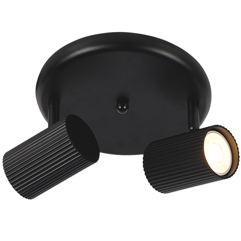 S416/2 Bright Star BLACK MATT BLACK SPOT 2X50W GU10 ROUND BASE 200MM