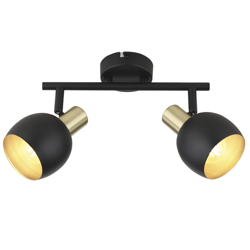 S417/2 Bright Star BK/GD BK/GD METAL SPOT 2X40W SES BASE 80MM BAR 250MM