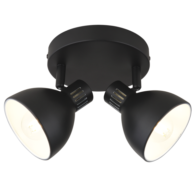 S420/2 Bright Star BLACK BLACK METAL WHITE INNER SPOT 2X40W SES BASE 150MM