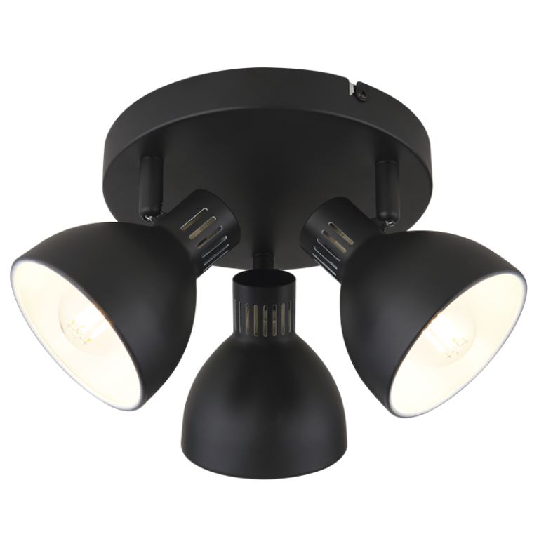S420/3 Bright Star BLACK BLACK METAL WHITE INNER SPOT 3X40W SES BASE 190MM