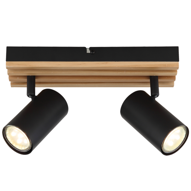 S423/2 Bright Star WOOD WOOD SPOTLIGHT 2X50W GU10 LED BASE 260X80MM
