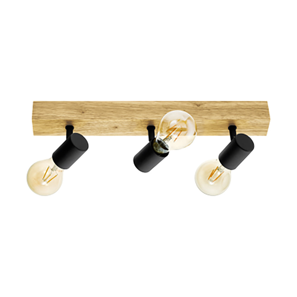 Eurolux Townshend 3 3-Light E27 Spotlight (Wood & Black Finish) – S452