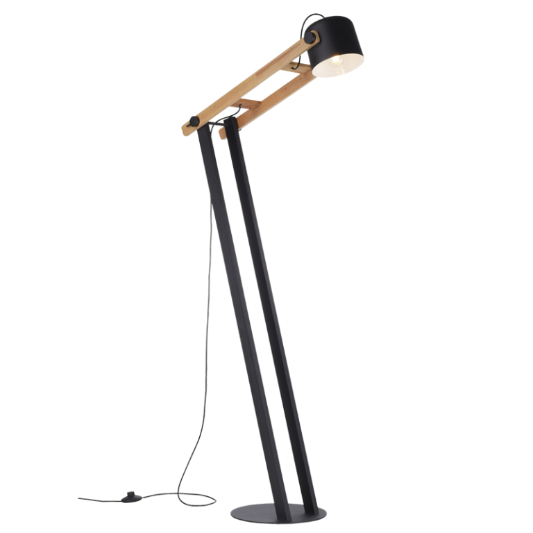 SL414 Bright Star BLACK BLACK & WOOD ADJ HEIGHT FOOT SWITCH 1X40W ES
