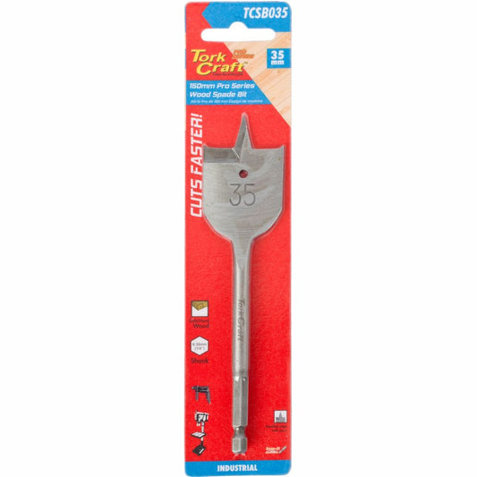 Tork Craft Pro Series 35mm Spade Drill Bit with Quick-Change Hex Shank – TCSB035