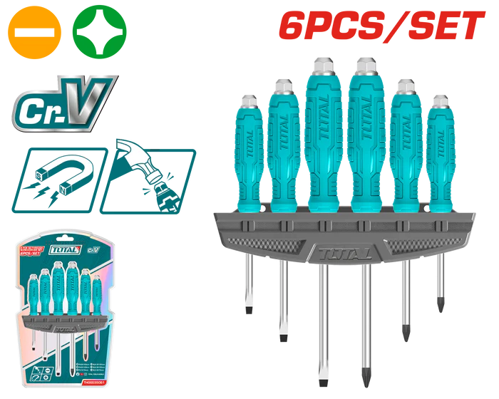 Total 6 Pcs Go-through Screwdriver Set Thgss35061