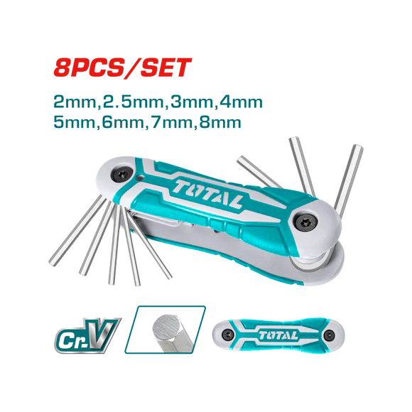 Total Folding Hex Key Set 2-8Mm Professional THT1061826