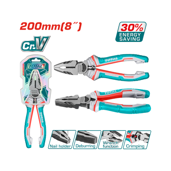 Total Combination Pliers 8"/200Mm Cr-V Professional THT210806S