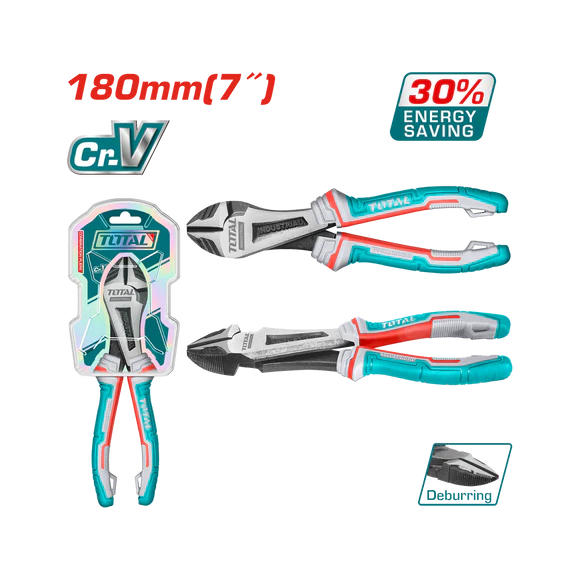 Total High Leverage Heavy-Duty Diagonal Cutting Pliers 7"/180Mm Professional THT27716S