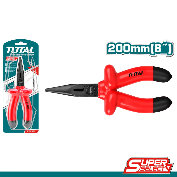 Total Insulated 1000V Long Nose Plier 8"/200Mm Professional THTIP381