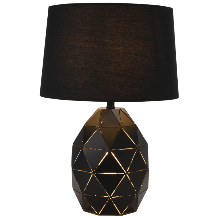 TL099 Bright Star BLACK BK METAL TABLE LAMP WITH SHADE 2X60W ES