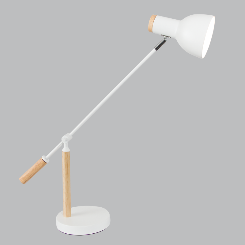 TL669 Bright Star WHITE METAL & WOOD ADJ HEIGHT TABLE LAMP 1X40W ES