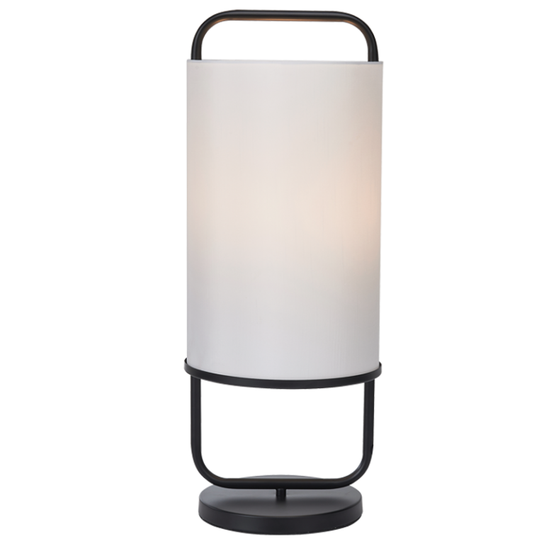 TL681 Bright Star BLACK BLACK METAL WHITE SHADE TABLE LAMP 1X40W ES