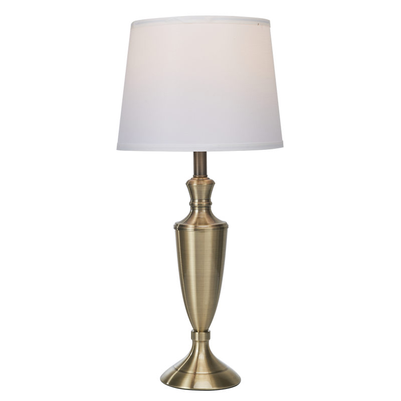 TL693 Bright Star ANTIQUE ANTIQUE BRASS TABLE LAMP WHITE SHADE 1X40W ES
