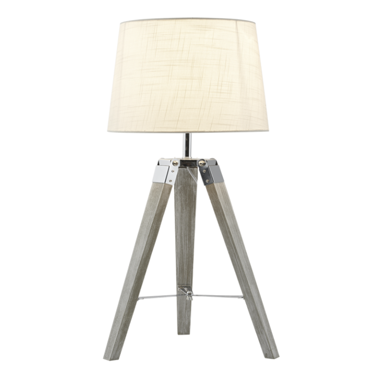 TL700 Bright Star BEIGE WOOD&POLISH CHR BEIGE SHADE TRI POD LEGS 1X60W ES