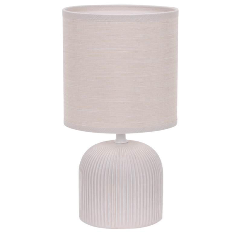 TL832 Bright Star BEIGE RIBBED CERAMIC BASE FABRIC SHADE 1X40W SES