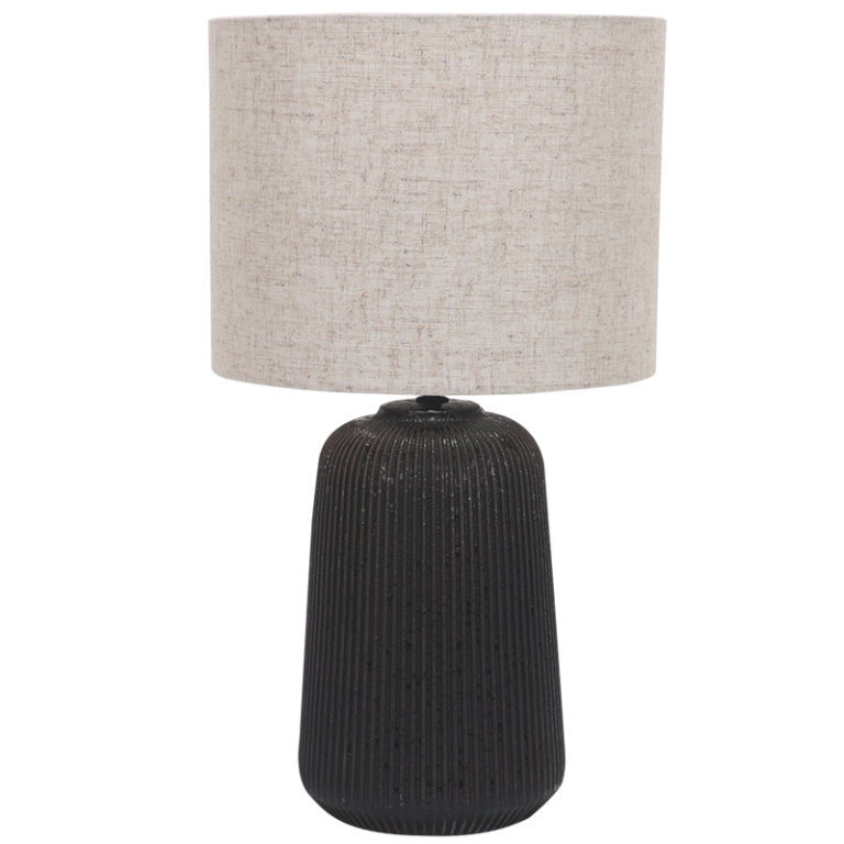 TL839 Bright Star BLACK BLACK CERAMIC HESSIAN FABRIC SHADE 1X60W ES