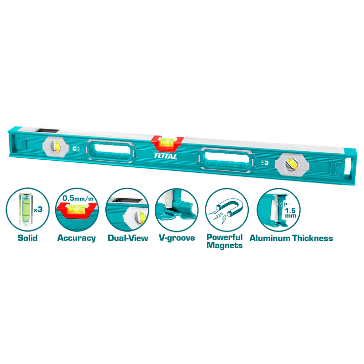 Total 100Cm Spirit Level With Powerful Magnets Professional TMT210056