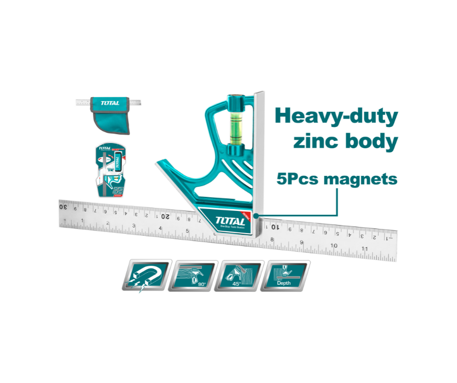 Total Magnetic Lock Combination Square 30Cm Professional TMT653005