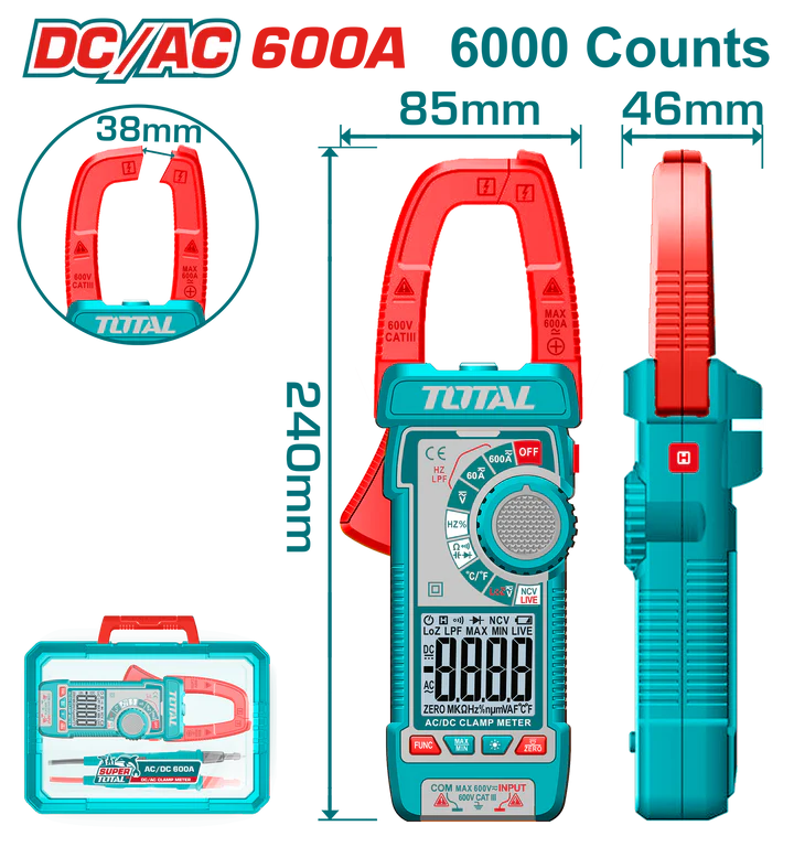 Total Dc/Ac Clamp Meter 600A 60000 Counts Professional TMT766002