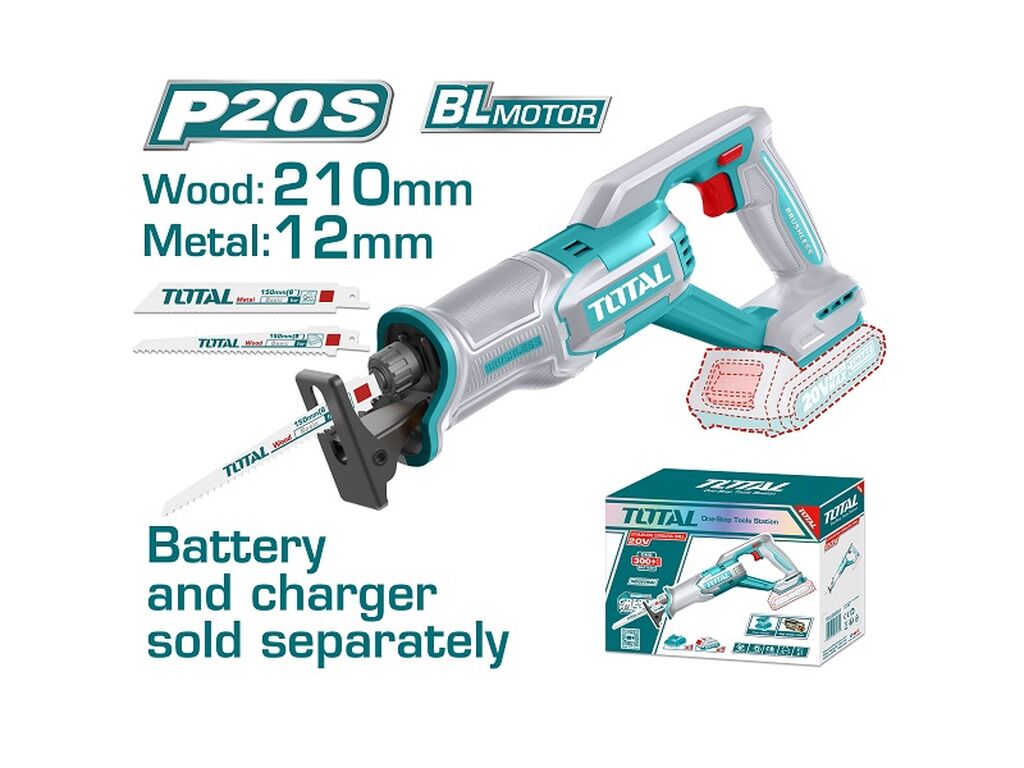 Total 20v P20s Cordless Reciprocating Saw Solo Trsli2108