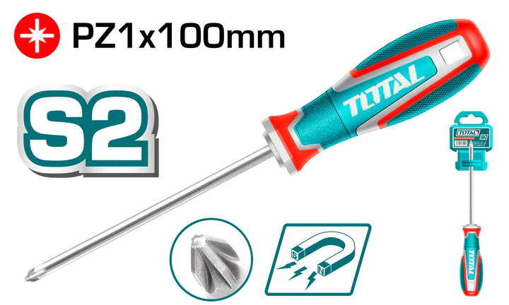 Total Pozidriv Screwdriver Pz1x100mm Tsdpz1100