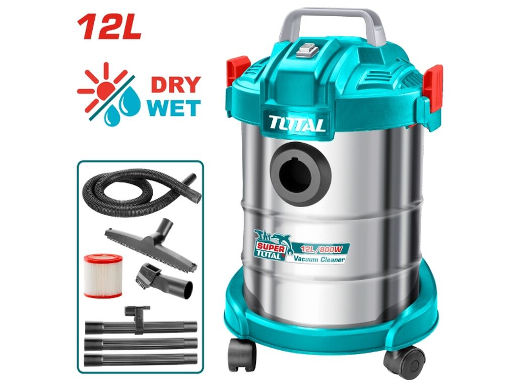 Total 800w Vacuum Cleaner Wet & Dry 12litre Tvc14122